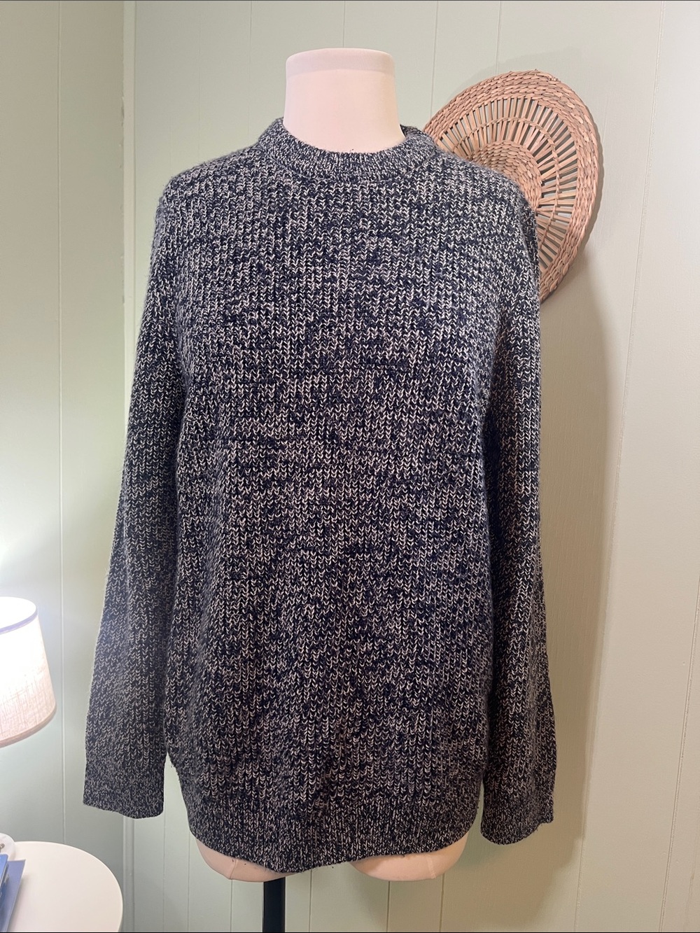 Denver Hayes Men’s Marled Black & White Crewneck Sweater